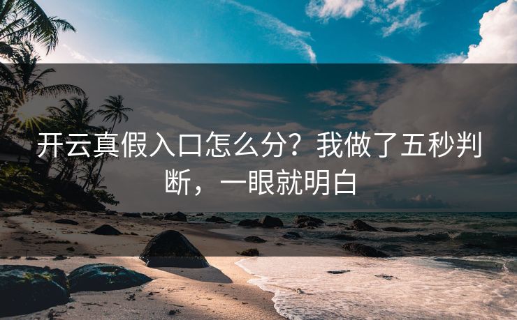 开云真假入口怎么分？我做了五秒判断，一眼就明白