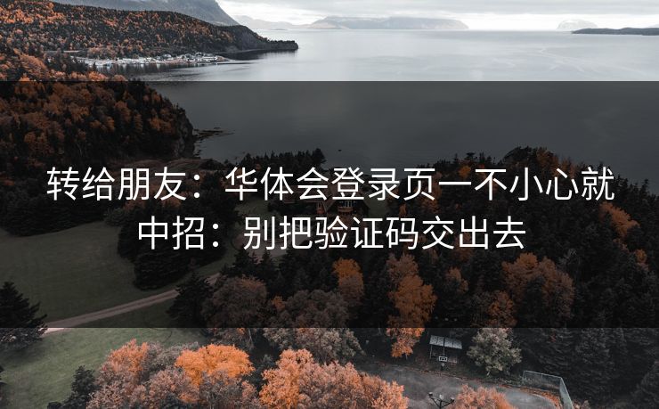 转给朋友：华体会登录页一不小心就中招：别把验证码交出去
