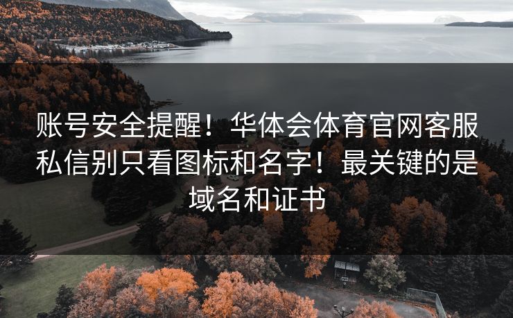 账号安全提醒！华体会体育官网客服私信别只看图标和名字！最关键的是域名和证书