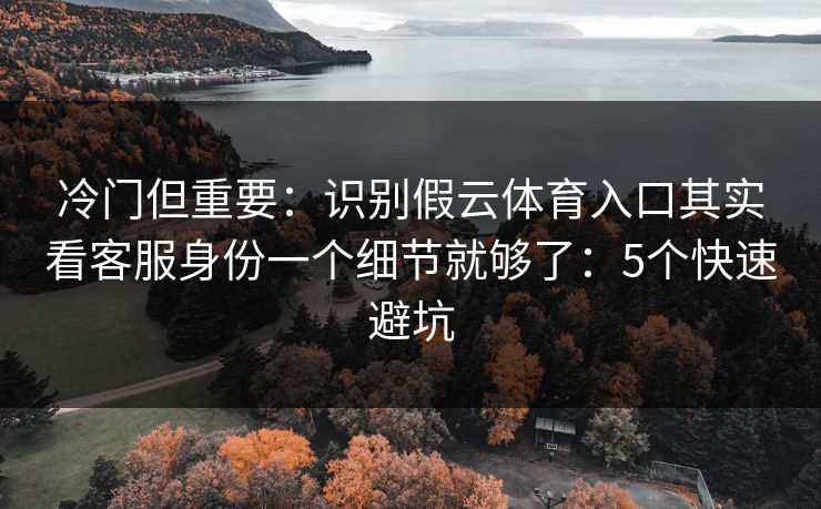 冷门但重要：识别假云体育入口其实看客服身份一个细节就够了：5个快速避坑