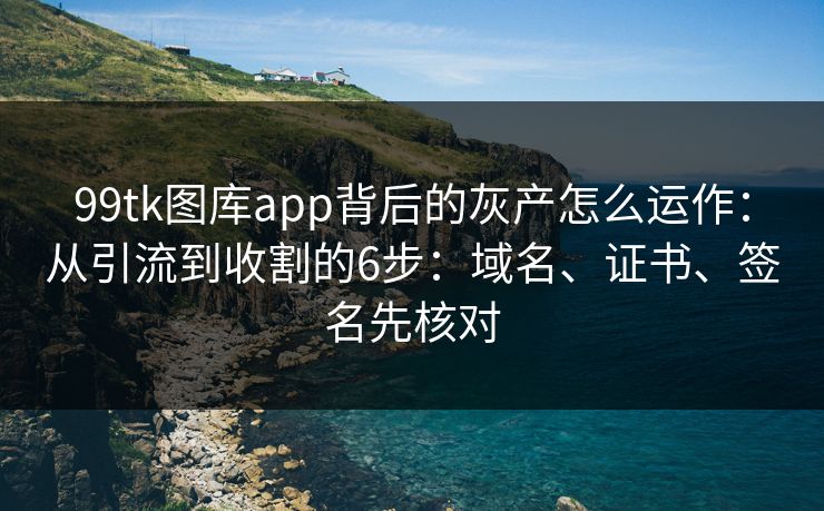 99tk图库app背后的灰产怎么运作：从引流到收割的6步：域名、证书、签名先核对