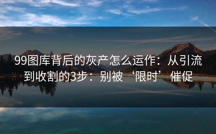 99图库背后的灰产怎么运作：从引流到收割的3步：别被‘限时’催促